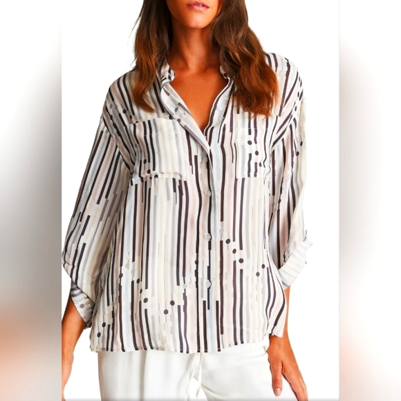 Reiss Tops - Reiss Mabel Stripe Button-up Shirt in Multi at Nordstrom, Size 4